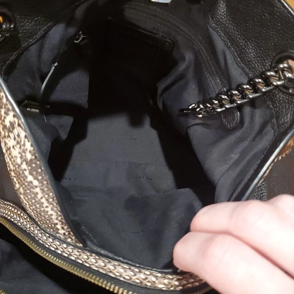 Coach Turnlock Edie Shoulder Bag With Snakeskin - Picture 13 of 15